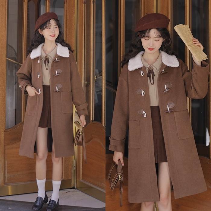 ロングコート レディース アウター ダッフルコート XS S M L アプリコット ブラウン 茶色 レッド 赤 大..