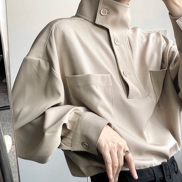 トップス レディース メンズ ユニセックス カットソー 送料無料 個性的 長袖 ハイネック 無地 黒 白 ベージュ M L XL 2XL 春 夏 秋 おしゃれ シンプル ナチュラル カジュアル お出かけ 普段使い 着回し ゆったり 大きめ 体型カバー