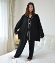 ルームウェア レディース 部屋着 パジャマ 上下セット トップス パンツ 送料無料 個性的 長袖 Vネック 無地 黒 赤 XL 2XL 春 夏 秋 カジュアル きれいめ 上品 ナチュラル シンプル おしゃれ ラフ ゆったり 体型カバー オーバーサイズ(4)
