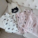 ルームウェア レディース 部屋着 パジャマ 上下セット トップス パンツ 送料無料 個性的 長袖 ラウンドネック プリント アニマル 柄 ピンク 白 うさぎ 猫...