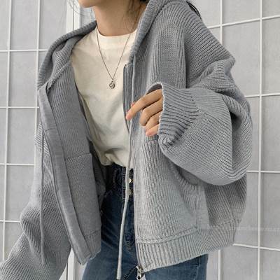 Rakuten - トップス パーカー ニット ドロップショルダー レディース 送料無料 個性的 オーバーサイズ 長袖 ミドル丈 ランタンスリーブ ゆったり 体型カバー 着痩せ 大きめ くすみカラー 無地 シンプル カジュアル クール かっこいい ボーイッシュ