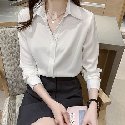 Rakuten - トップス レディース ブラウス 送料無料 個性的 長袖 スキッパー 無地 白 S M L XL 2XL 春 夏 秋 上品 きれいめ おしゃれ シンプル カジュアル ナチュラル フェミニン 通勤 通学 仕事 オフィス ビジネス フォーマル 定番 ベーシック