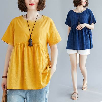 トップス Tシャツ Aライン オーバーサイズ チェック柄 格子柄 レディース ラウンドネック ボートネック 半袖 春 夏 送料無料 個性的 ゆったり L XL 2XL シンプル カジュアル ラフ ルーズ こなれ感 お洒落 オシャレ かわいい 着痩せ