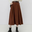 スカート ロングスカート ベルト付き プリーツ 3色 Aライン レディース ロング丈 ミモレ丈 タック シンプル カジュアル きれいめ 上品 エレガント 清楚 かわいい 大人可愛い 無地 ブラック 黒 レッド 赤 グリーン 緑 個性的 送料無料