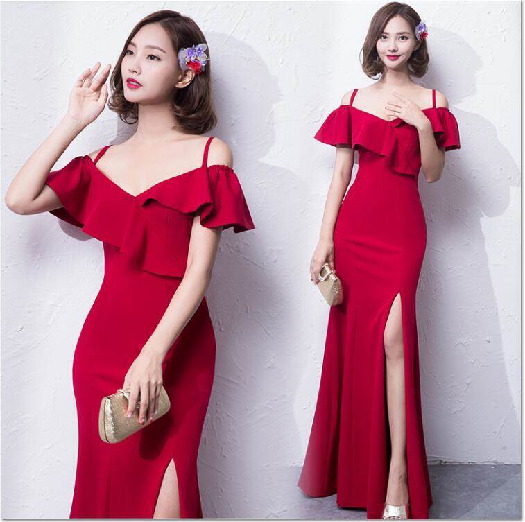 ワンピース ドレス スリット オフショルダー レディース ロング丈 マキシ丈 半袖 袖あり 5分袖 スクエアネック 肩出し スリム タイト 細身 Aライン マーメイド セクシー 色っぽ かわいい 大人可愛い きれいめ シンプル 個性的 送料無料