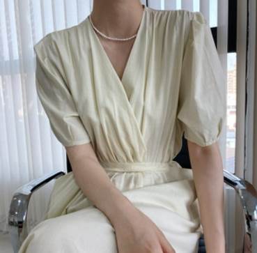 ワンピース スカート ドレスワンピース 半袖 袖あり 夏 ロング ひざ下 かわいい 大人可愛い きれいめ シンプル カジュアル 大人 上品 おしゃれ 大人女子 こなれ感 ラフ キュート ガーリー ルーズ 個性的 送料無料ホワイト グリーン