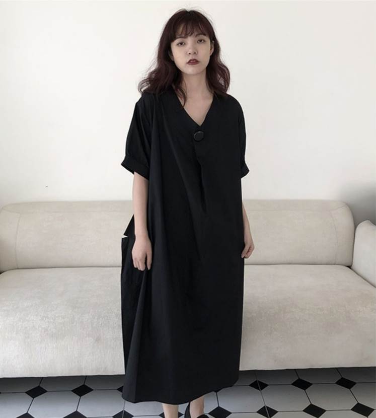Rakuten - ワンピース ロングワンピース Vネック 半袖 袖あり 夏 春 秋 かわいい 大人可愛い きれいめ シンプル カジュアル 大人 上品 おしゃれ お洒落 かっこいい レトロ アジアン エスニック エキゾチック 大人可愛い 大人女子 個性的 送料無料