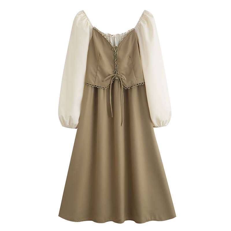 ワンピース ドールスカート シャツ リボン 長袖 袖あり 春 秋 冬 かわいい 大人可愛い きれいめ シンプル カジュアル 大人 上品 おしゃれ かっこいい レトロ アジアン 大人女子 こなれ感 キュート ガーリー ルーズ 個性的 送料無料