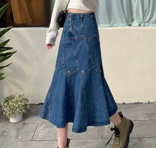 デニムスカートスカートボトムス膝下...