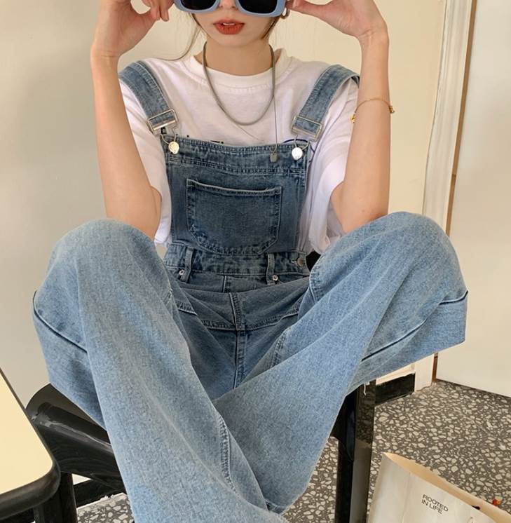 オールインワン サロペット Gパン デニムパンツ かわいい シンプル カジュアル ラフ メンズライク ボーイッシュ スポーティー 無地 オールシーズン 学生 お出かけ お泊まり 休日 リゾート 旅行 着回し 普段使い 重ね着 個性的 送料無料