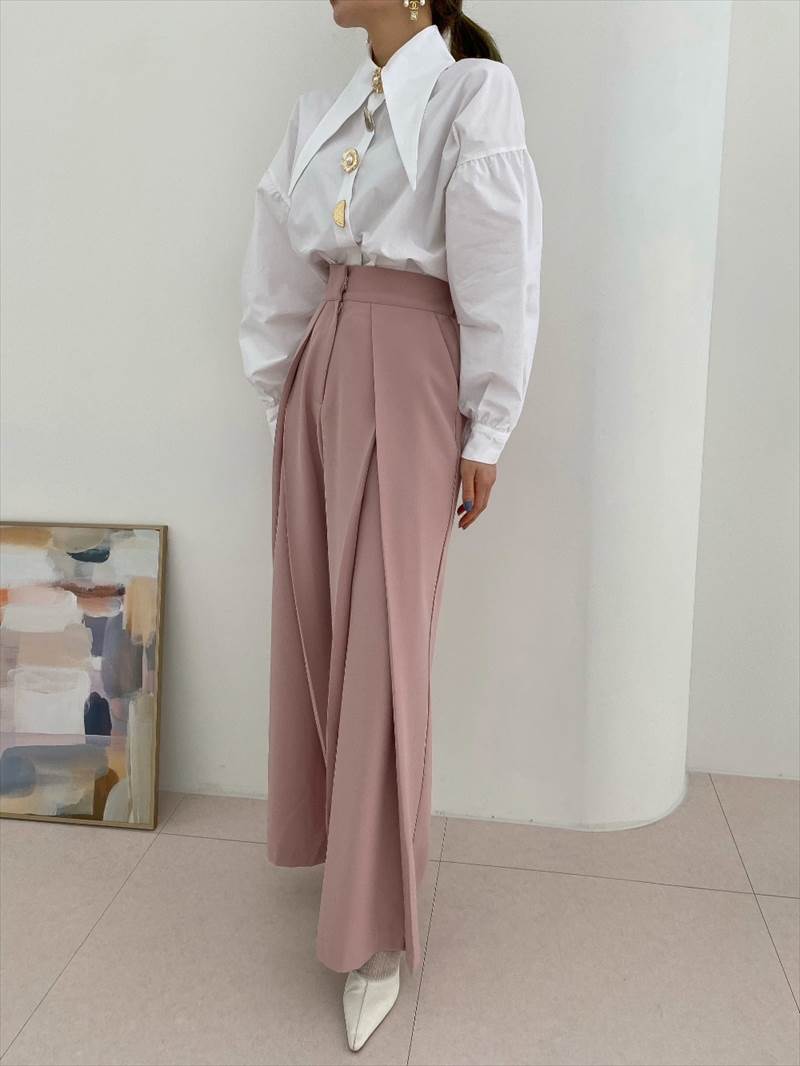 秋 エレガント シャツ トップス シャツ 上着 白シャツ 白トップス ショート丈 袖あり 長袖 ランタンスリーブ ラウンドネック 襟付き 前開き ボタン 薄手 普通生地（春秋用） かわいい 大人可愛い カジュアル 大人 お洒落 かっこいい 大人女子 マニッシュ エレガント 無地 春(4)