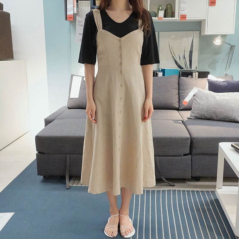 夏 シャツ ロングスカート トップス ワンピース シャツ プルオーバー 上着 ミディスカート トップスカート 袖なし 袖あり ノースリーブ 半袖 ラウンドネック 襟なし レギュラー リボン 前開き ボタン 薄手 異素材MIX 個性的 送料無料