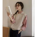 トップス レディース ニットベスト ポロカラー ノースリーブセーター 襟付き ボタン プルオーバー ゆる ゆったり ルーズ 大人可愛い シンプル カジュアル ベーシック 大人 上品 おしゃれ お洒落 かっこいい メンズライク 大人女子 こなれ感 存在感 抜け感 ラフ ワンサイズ(4)