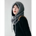帽子 レディース フードウォーマー ニット ネックウォーマー スヌード バラクラバ 小顔効果 大人可愛い シンプル カジュアル おしゃれ お洒落 かっこいい メンズライク こなれ感 大人女子 クール 存在感 抜け感 黒 ブラック ベージュ グレー 灰色 ワインレッド 赤 ブルー 青(4)