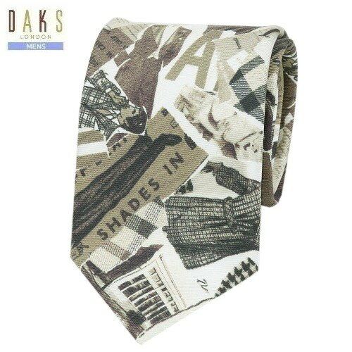 ダックス ネクタイ ★SALE50%OFF【DAKS】ダックス 日本製 プリント シルクネクタイ 就活 ギフト プレゼント ブランド おしゃれ ベージュ『21/10/5』291021【ネコポスで送料無料】