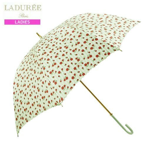 【訳あり商品】【Les Secrets LADUREE】ラデュレ 「グラスファイバー骨」ストライプ×ローズプリント 婦人 長傘(雨傘) 明緑『22/7/2』080722