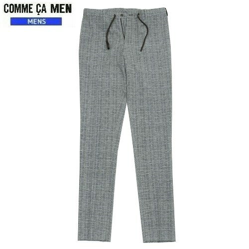 SALE67%OFF COMME CA MEN コムサメン 日本製 リネン混 グレンチェック イージーパンツ グレー 22/9/3 1..