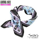 アナスイ スカーフ ANNA SUI 30%OFF レディース ブランド ギフト プレゼント 手洗いOK Josie's RUNWAY コラボ プリント シルクコットン プチスカーフ 紫×青 23/8/4 220823【ネコポスで送料無料】