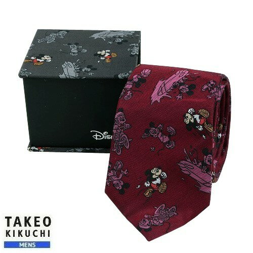 タケオキクチ タケオキクチ×ディズニー ネクタイ TAKEO KIKUCHI × Disney 25%OFF メンズ ブランド ギフト プレゼント 専用BOX付き ミッキーマウス/スポーツ シルク ボルドー 24/3/5 280324