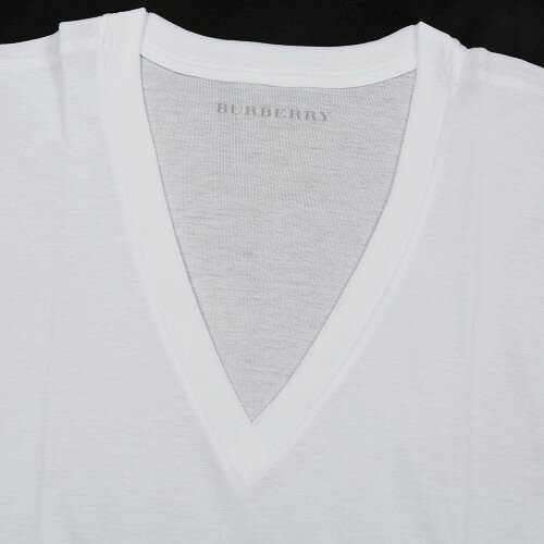 【BURBERRY】バーバリー日本製「ストレッチ」ホースマーク刺繍長袖深V首シャツ(インナー)白『19/2/3』140219