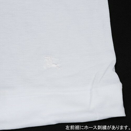 【BURBERRY】バーバリー日本製「ストレッチ」ホースマーク刺繍長袖深V首シャツ(インナー)白『19/2/3』140219