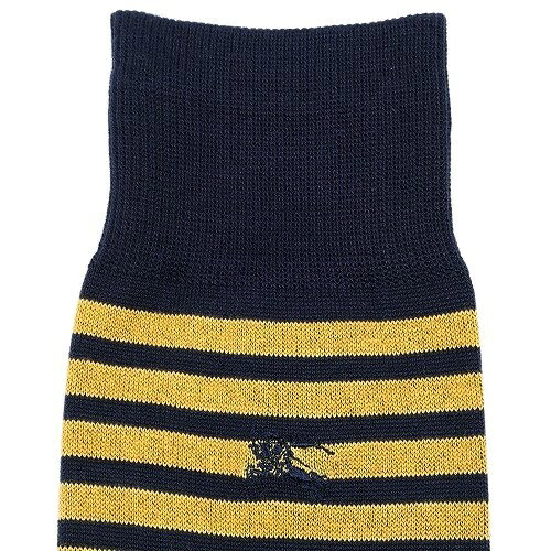 新古品 希少品 BURBERRY バーバリー 日本製 ホースマーク刺繍 ボーダーカジュアルソックス(靴下) 黄色×紺『18 3 anew-10000821 anew サンプル画像3