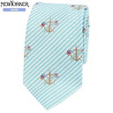 SALE大特価【NEWYORKER】ニューヨーカー 日本製 ストライプ×アンカー刺繍シアサッカーネクタイ 就活 ギフト プレゼント ブランド おしゃれ 明青『1...