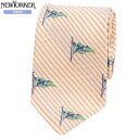 SALE大特価【NEWYORKER】ニューヨーカー 日本製 ストライプ×フラッグ刺繍シルクサッカーネクタイ 就活 ギフト プレゼント ブランド おしゃれ 橙『1...