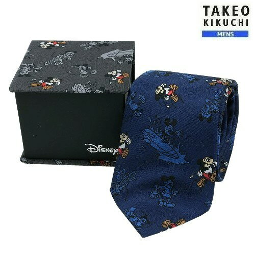 ディズニー  タケオキクチ×ディズニー ネクタイ TAKEO KIKUCHI × Disney 20%OFF メンズ ブランド ギフト プレゼント 専用BOX付き ミッキーマウス/スポーツ シルク 紺 24/4/2 110424