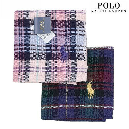 ポロ ラルフ ローレン ハンカチ レディース ポロ・ラルフローレン ハンカチ 2枚セット POLO RALPH LAUREN メンズ レディース ギフト プレゼント タータンチェック ガーゼ タオル 紺×ピンク 24/4/4 260424【ネコポスで送料無料】