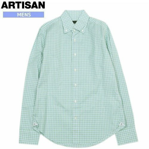 SALE90 OFF【ARTISAN】アルチザン(コムサ) チェック ボタンダウン カジュアルシャツ(長袖) 緑『16/3/2』080316【ネコポスで送料無料】 23.10sage