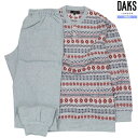 DAKS パジャマ ダックス 38%OFF メンズ ブランド ギフト プレゼント 日本製 秋冬生地 ネイティブ柄 ヘンリーネック 紳士 長袖 長ズボン グレー 24/5/3 160524