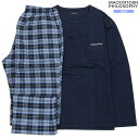 マッキントッシュ パジャマ MACKINTOSH PHILOSOPHY 15%OFF メンズ ブランド ギフト プレゼント 裏起毛+ビエラ杢チェック クルーネック 紳士 長袖 長ズボン 紺 24/5/5 300524