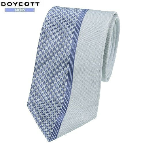 SALE大特価【BOYCOTT】ボイコット ハウンドトゥース切替 シルクネクタイ 就活 ギフト プレゼント ブランド おしゃれ グレー『19/7/2』110719 20.03sage【ネコポスで送料無料】