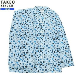 タケオキクチ パジャマ TAKEO KIKUCHI 30％OFF 春夏 ブランド メンズ ギフト プレゼント シアサッカー ドット 前開き 紳士 長袖 長ズボン 青 23/6/5 290623