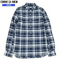 SALE70%OFF【COMME CA MEN】コムサメン ショートポイントカラー リネンチェックシャツ(長袖) 紺『22/4/5』280422【ネコポスで送料無料】 23.10sage