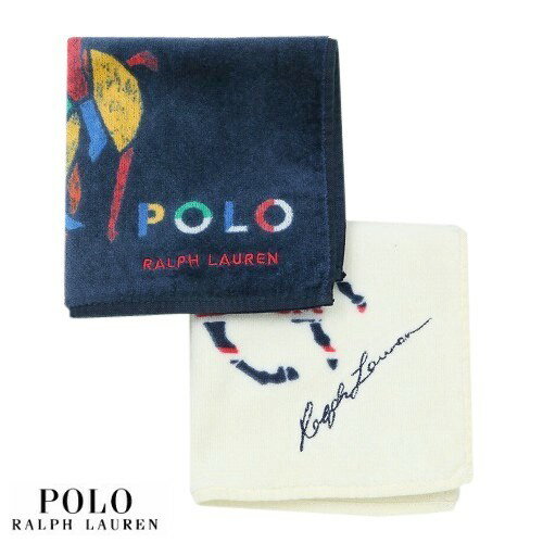 ラルフローレン POLO RALPH LAUREN ポロ・ラルフローレン ビッグポニー タオルハンカチ 2枚セット 紺×アイボリー 22/12/3 151222【ネコポスで送料無料】