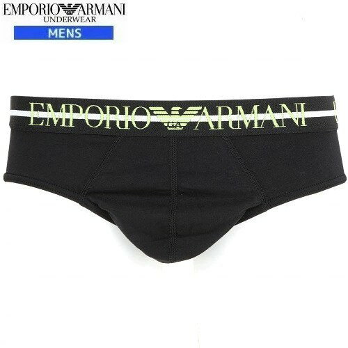 アルマーニ プレゼント メンズ（3000円程度） 1点限り EMPORIO ARMANI エンポリオアルマーニ ウエストロゴ コットン ストレッチ ブリーフ パンツ 黒 23/3/2 090323【ネコポスで送料無料】