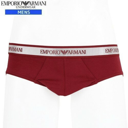 アルマーニ プレゼント メンズ（3000円程度） 1点限り EMPORIO ARMANI エンポリオアルマーニ ウエストロゴ コットン ストレッチ ブリーフ パンツ 赤 23/3/2 090323【ネコポスで送料無料】