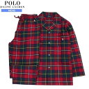 ラルフローレン パジャマ メンズ POLO RALPH LAUREN ポロ・ラルフローレン フランネル生地 タータンチェック 前開き 紳士 パジャマ メンズ ギフト プレゼント ブランド おしゃれ 長袖＆長ズボン 赤 23/3/3 160323