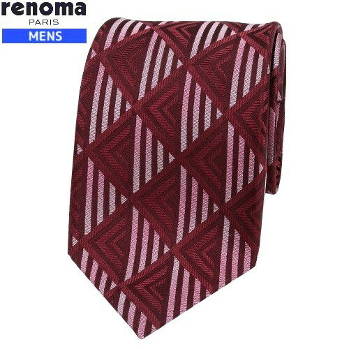 レノマ ★SALE57%OFF【renoma PARIS】レノマ 日本製 幾何学柄 シルクネクタイ 就活 ギフト プレゼント ブランド おしゃれ ワイン『21/10/4』221021【ネコポスで送料無料】