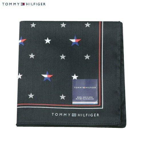 トミー ヒルフィガー ハンカチ メンズ トミーヒルフィガー ハンカチ TOMMY HILFIGER メンズ レディース ブランド ギフト プレゼント 日本製 スター プリント コットン 大判 黒 24/1/3 170124【ネコポスで送料無料】