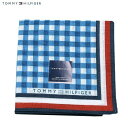 トミー ヒルフィガー ハンカチ メンズ トミーヒルフィガー ハンカチ TOMMY HILFIGER メンズ レディース ブランド ギフト プレゼント 日本製 チェック コットンリネン 大判 青 24/1/3 170124【ネコポスで送料無料】