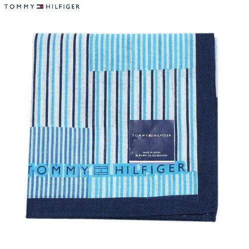 トミー ヒルフィガー ハンカチ メンズ トミーヒルフィガー ハンカチ TOMMY HILFIGER メンズ レディース ブランド ギフト プレゼント 日本製 プリント コットンリネン 大判 青 24/1/3 170124【ネコポスで送料無料】