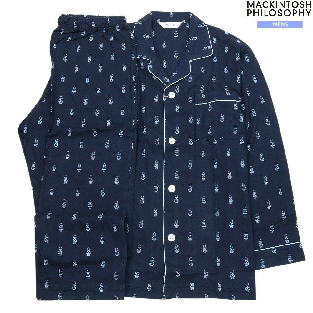マッキントッシュ パジャマ MACKINTOSH PHILOSOPHY 28%OFF メンズ ブランド ギフト プレゼント 春夏 天竺 バッキンガムベア 前開き 紳士 長袖 長ズボン 紺 24/5/5 300524