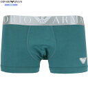 箱なし エンポリオアルマーニ ボクサーパンツ EMPORIO ARMANI メンズ ブランド SHINY LOGOBAND コットン ストレッチ 青緑 24/9/4 260924【ネコポスで送料無料】