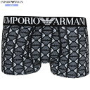 箱なし エンポリオアルマーニ ボクサーパンツ EMPORIO ARMANI メンズ ブランド ALL OVER PRINTED マイクロ ストレッチ 黒 24/10/1 031024【ネコポスで送料無料】