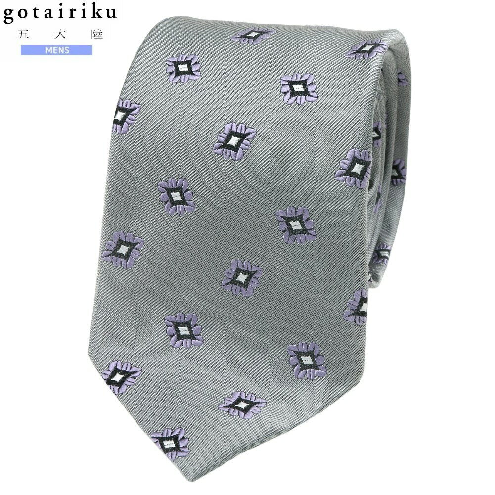 サンプル品 五大陸 ネクタイ gotairiku メンズ ブランド 日本製 ハンドメイド 小紋柄 シルク グレー 25/3/2 060325【ネコポスで送料無料】
