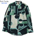 訳あり商品 ポールスミス カジュアルシャツ Paul Smith COLLECTION メンズ ブランド 日本製 ミッドセンチュリージオメトリックプリント 長袖 紺 1704BE(4)