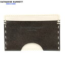 訳あり商品 キャサリンハムネット パスケース KATHARINE HAMNETT LONDON メンズ ブランド 本革 エンボスレザー 定期入れ 暗茶 2504BE【ネコポスで送料無料】